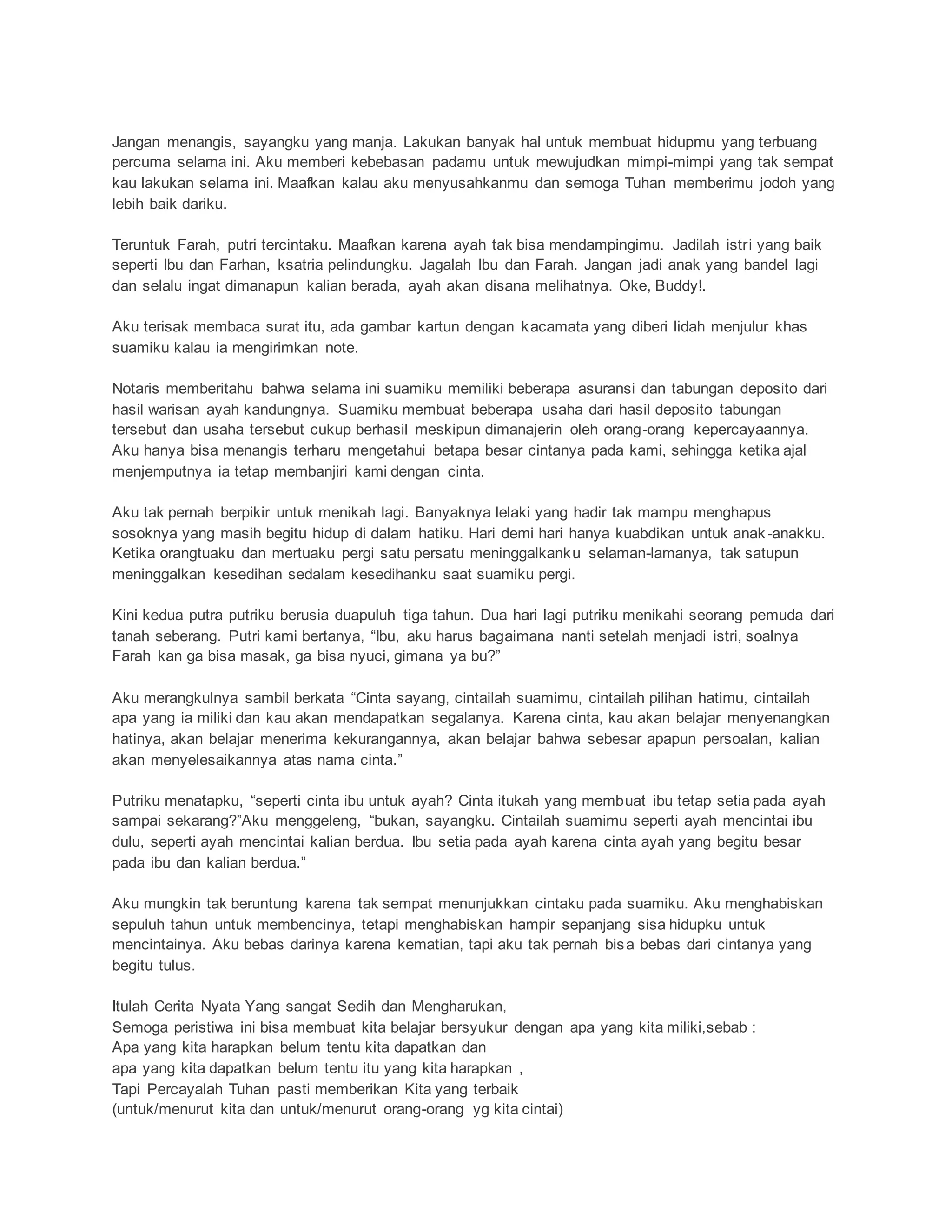 Cerita nyata yg mengharukan | DOCX