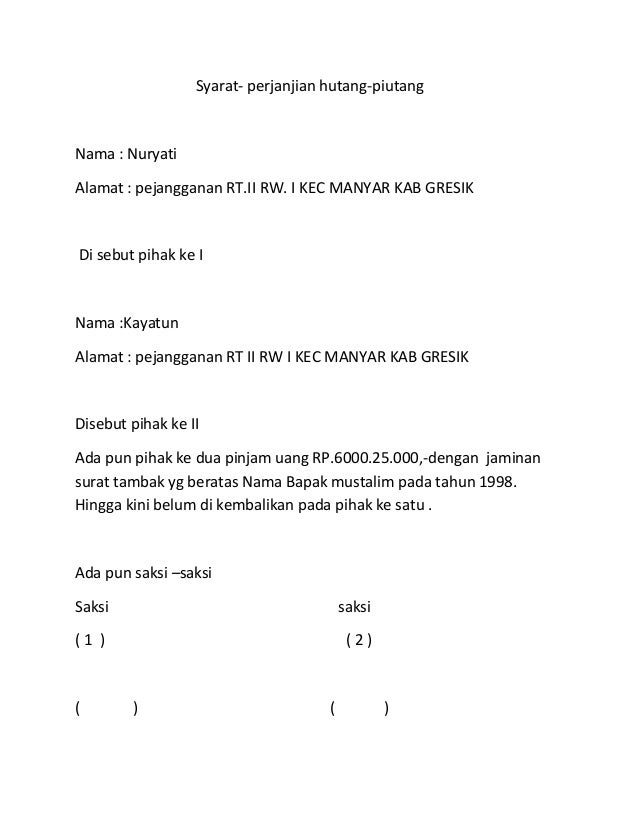 Contoh Surat Pinjam Uang Jaminan Mobil - Pinjam Uang Di 