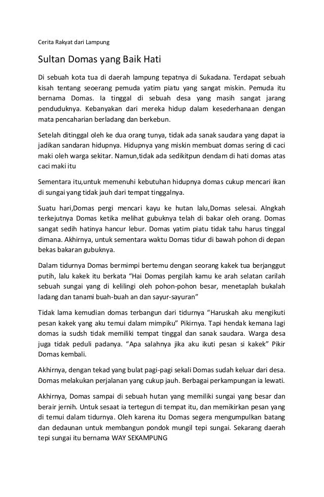 Contoh Cerita Non Fiksi Dalam Bahasa Lampung - Simak 