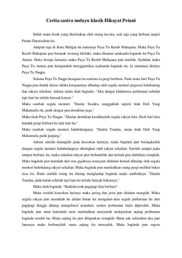 Contoh Cerita Rakyat Melayu Klasik - Contoh Aoi