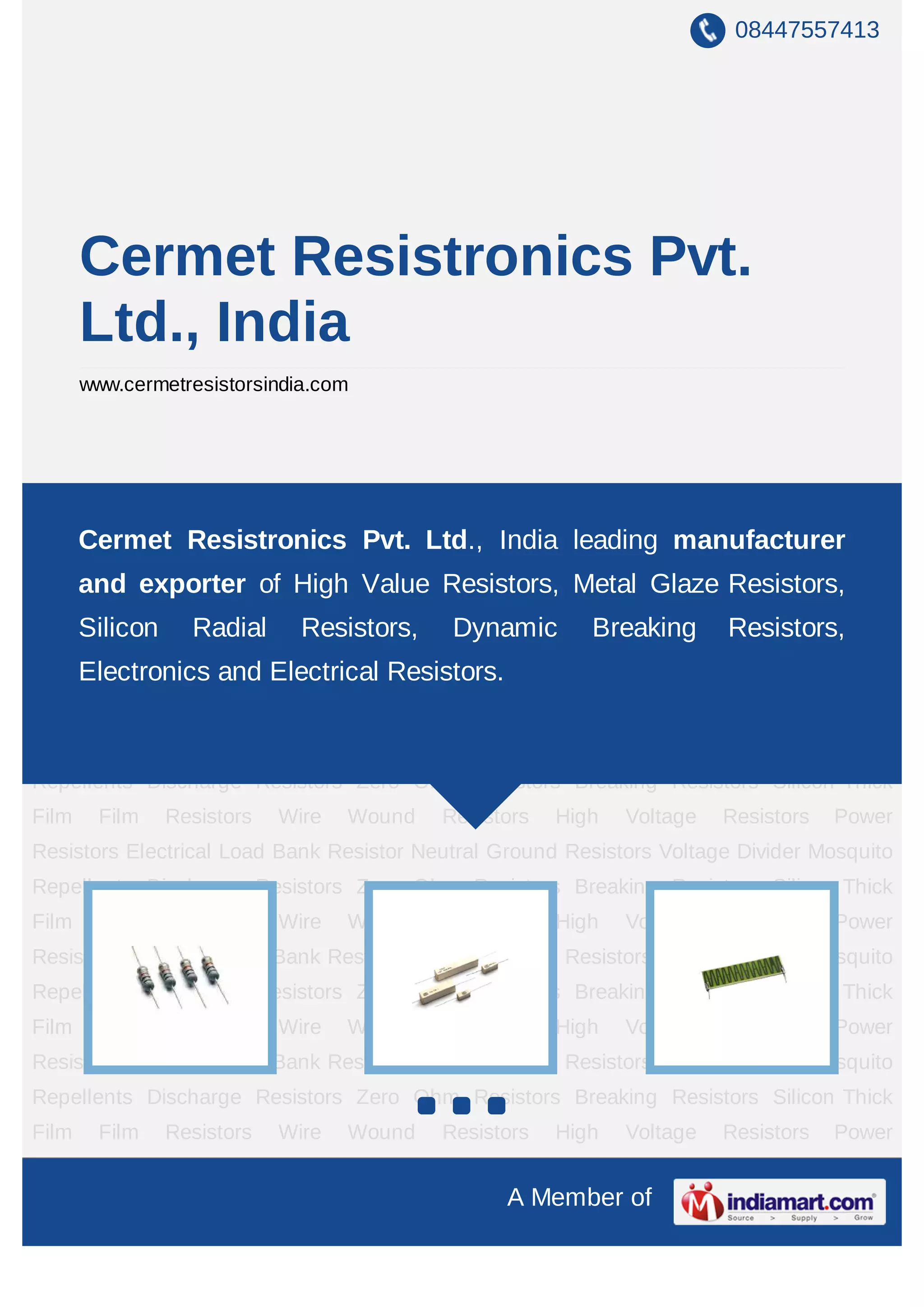 Cermet Resistronics Pvt. Ltd., India, Pune, Electrical Resistors PDF