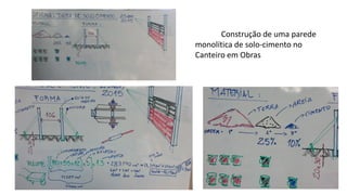 Construção de uma parede
monolítica de solo-cimento no
Canteiro em Obras
 