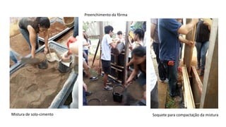 Mistura de solo-cimento
Preenchimento da fôrma
Soquete para compactação da mistura
 