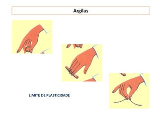 Argilas
LIMITE DE PLASTICIDADE
 