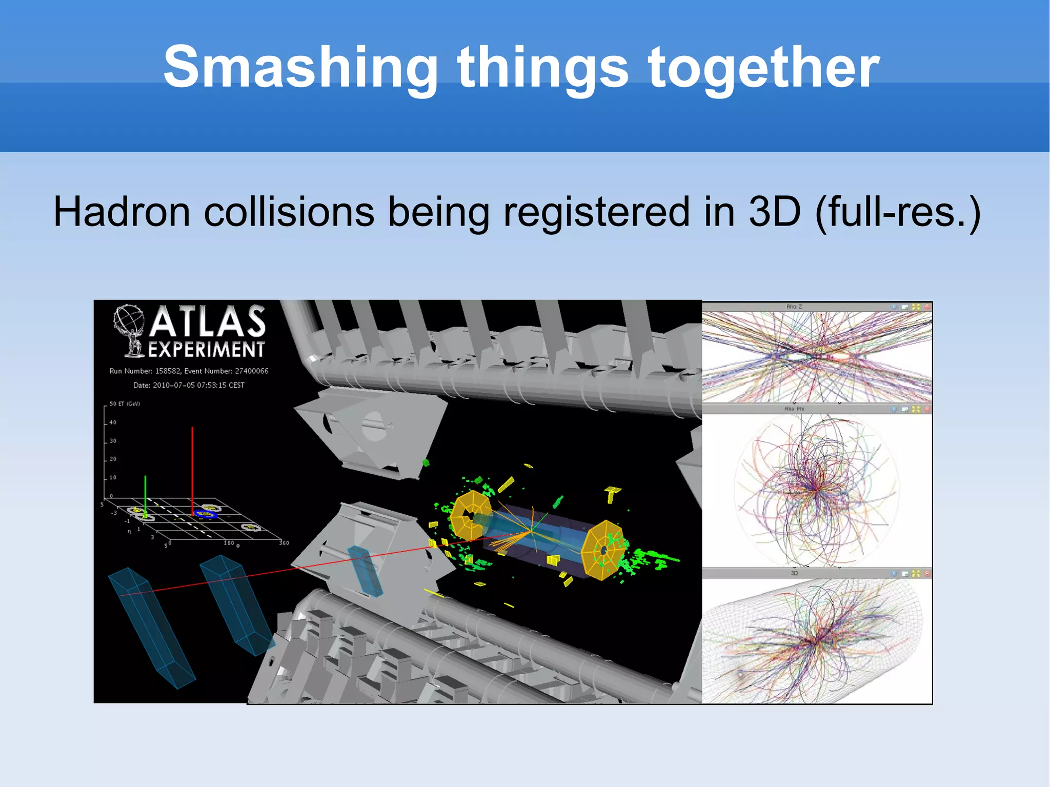 Smashing things together Hadron collisions being registered in 3D (full-res.) 