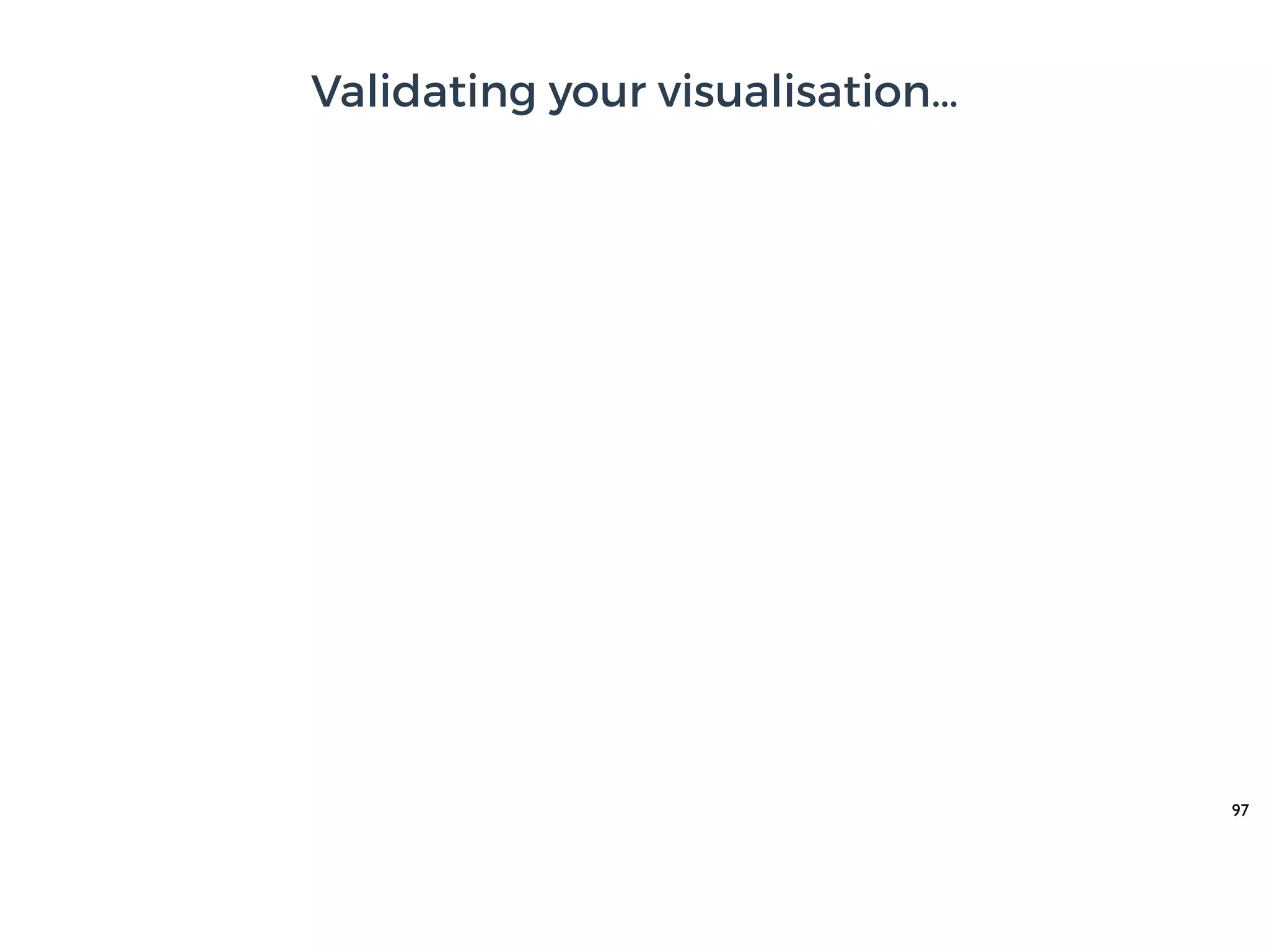 97
Validating your visualisation…
 