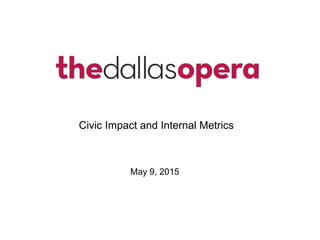 May 9, 2015
Civic Impact and Internal Metrics
 