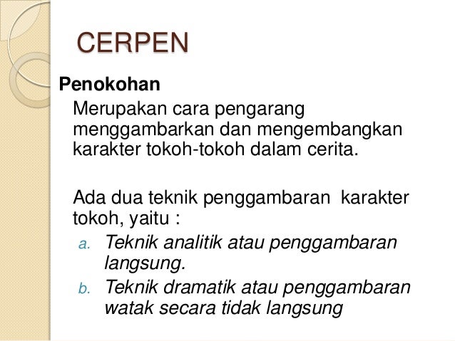 Cerpen dan  penokohan