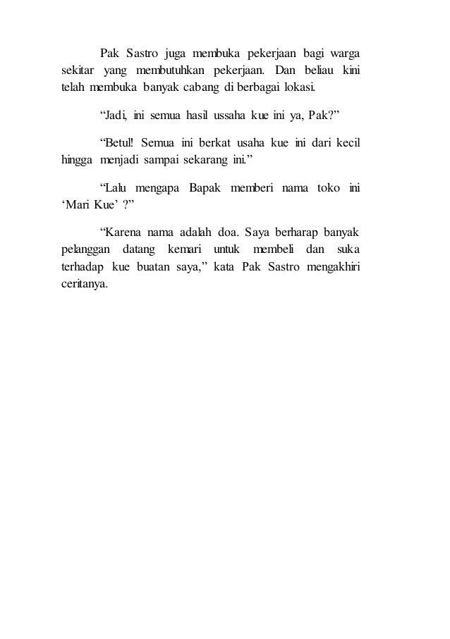 Cerpen Tema Kewirausahaan