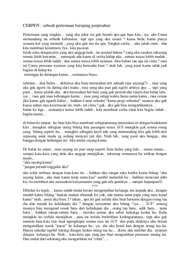 Cerpen Sebuah Pertemuan Berujung Perpisahan