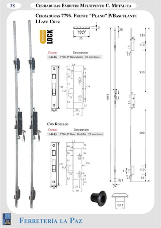 38 
3 
12x2 
25 
28 
12 
10 
25 
30 
32 
174 
8 56 
85,5 
35 
04445 7796. P/Basc. Rodillo. 25 mm Inox 500 
24 
28 
22 
31 
33 
22 
285 
110 
530 
110 
67 
04446 7796. P/Basculante. 30 mm Inox 
11 
24 
237 
48 10 
26 
51 
31,5 
82 
45 
32 
2,5 
24 
237 
48 10 
26 
51 
31,5 
25 
82 
25 
40 
32 
8 56 
174 
85,5 
35 
32 
2,5 
 