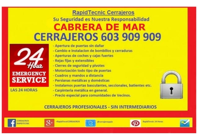 Cerrajeros Cabrera de Mar 603 909 909 serrallers