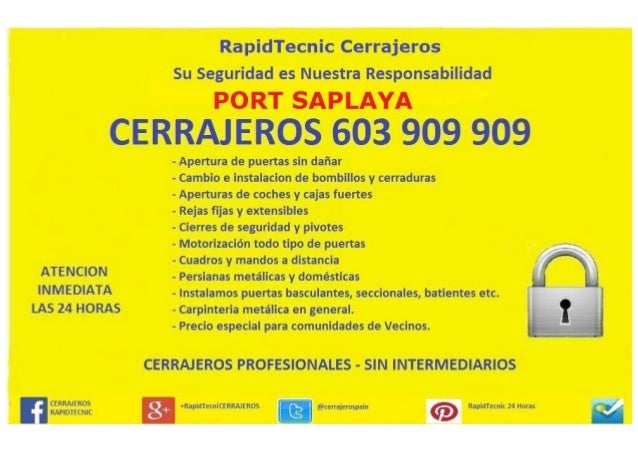 Cerrajeros port Saplaya 603 932 932 