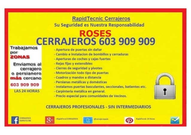Cerrajeros Roses 603 909 909 Rosas Girona