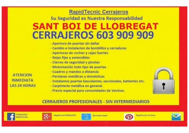 Cerrajeros Sant Boi de Llobregat 603 909 909 serrallers