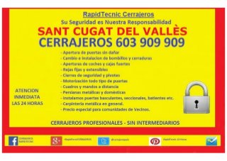 Cerrajeros Sant Cugat del Valles 603 909 909 serrallers