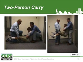 Two-Person Carry
PM 7-22
CERT Basic Training Unit 7: Light Search and Rescue Operations 7-43
 