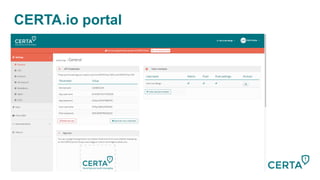 CERTA.io portal
 