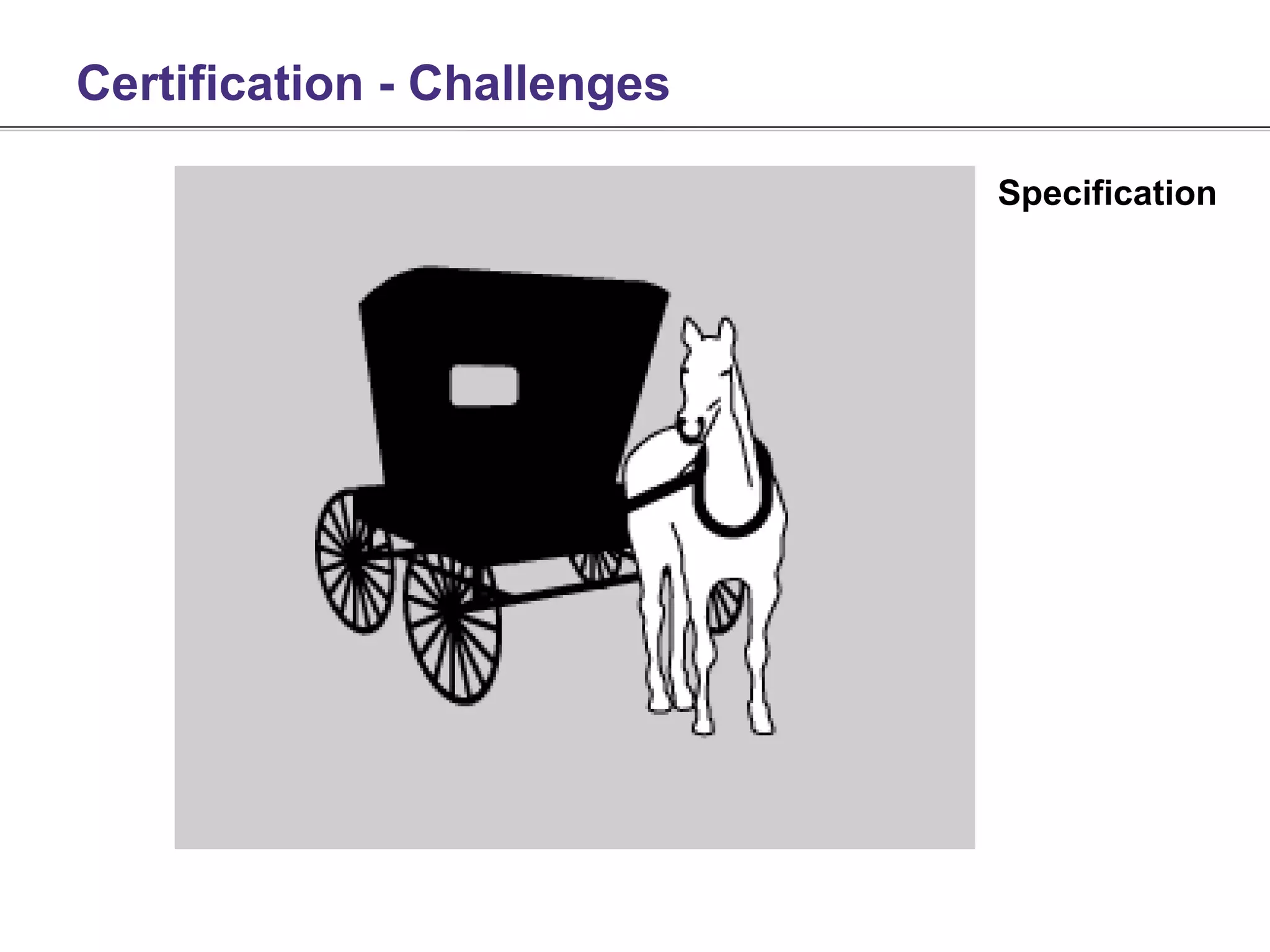 Certification - Challenges

                             Specification
 