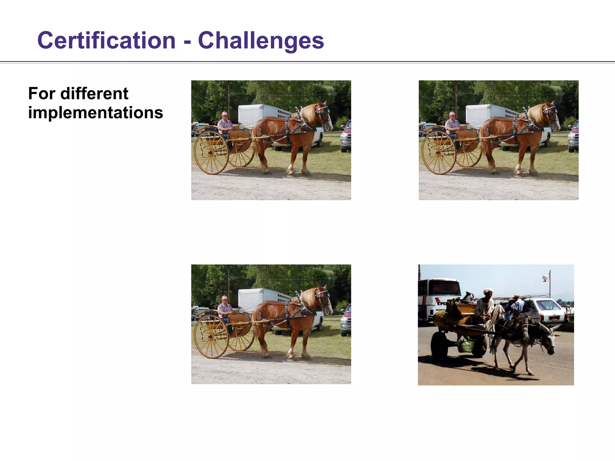 Certification - Challenges

For different
implementations
 