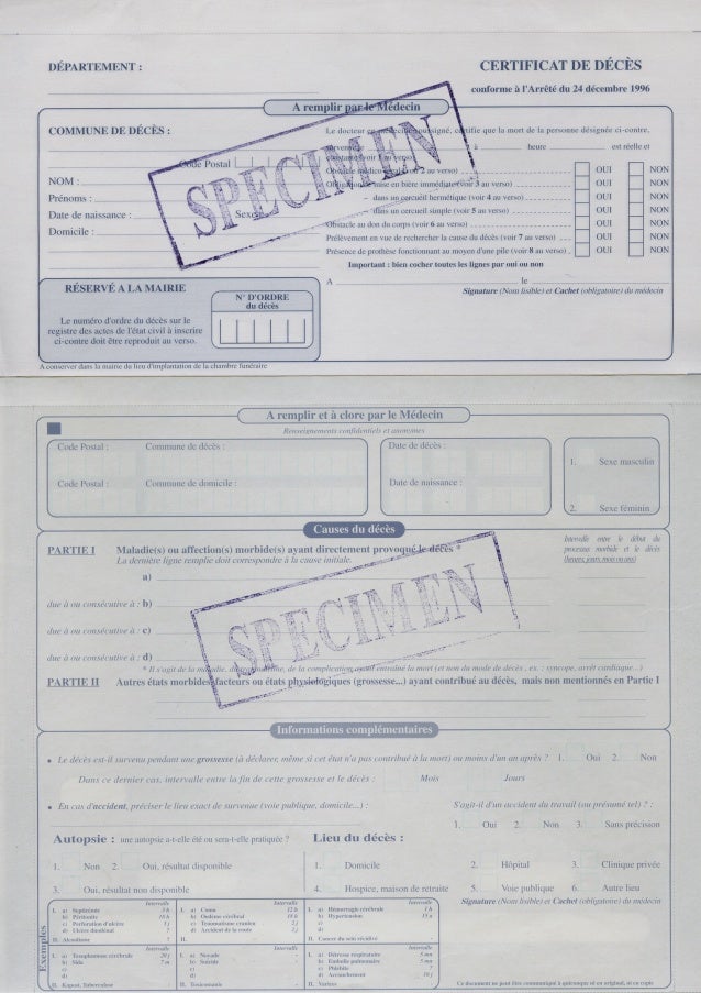 Certificat De Deces Example Certificat De Deces Example