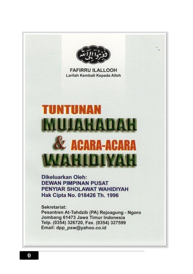 Tuntunan Mujahadah Dan Acara Acara Wahidiyah April 2014