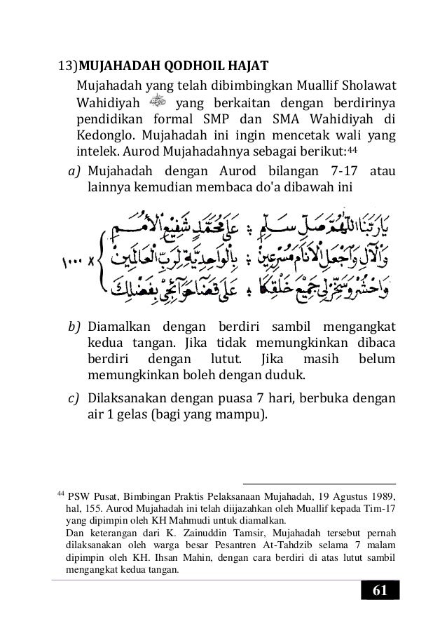 Tuntunan Mujahadah dan Acara-acara Wahidiyah (April 2014)