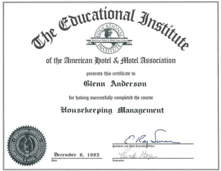 Cert houskeeping managment   trend college