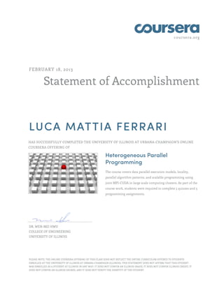 statement of accomplishment - heterogeneous parallel programming