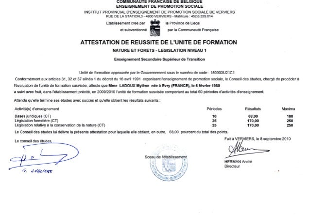 Certificat De Reussite Formation Sylviculture
