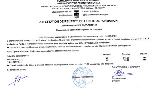 Certificat De Reussite Formation Sylviculture