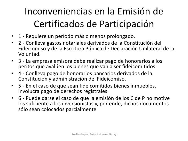 Los Rendimientos De Certificados De Participación Inmobiliaria No Amortizables