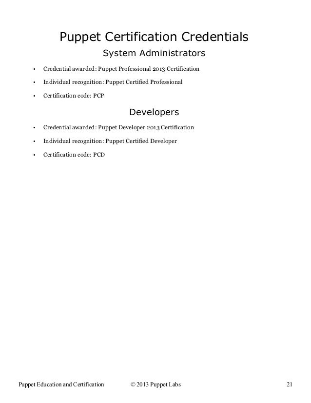 Certifiable Puppet Professional Puppet's new Education Certification…