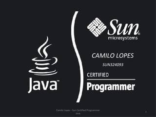 CAMILO LOPES
                                          SUN324093




Camilo Lopes - Sun Certified Programmer
                                                      1
                  Java
 