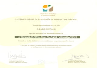 Certificación Psicología, Coaching y Organizaciones - Pablo Ruiz Amo