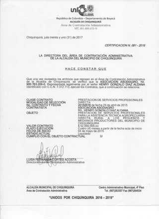 Certificacion Chiquinquirá 2015