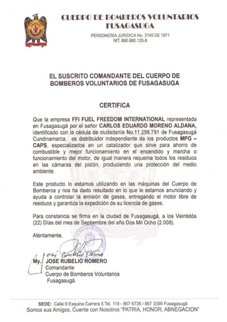 Certificacion De Bomberos De Fusagasuga 2008