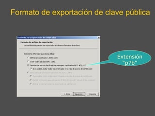 Formato de exportación de clave pública Extensión “p7b” 