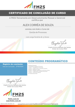 Certificado - FM2S - Alex Corrêa de Souza - Gestão de Processos (1).pdf