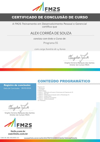 Certificado - FM2S - Alex Corrêa de Souza - Programa 5S .pdf