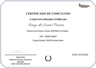 Diego dos Santos Pereira
Conclui com Êxito o Curso SAP2000 na Prática
DATA: 29/12/2022
CPF: 39366739857
Carga Horária: 220:00 Horas Aulas
 