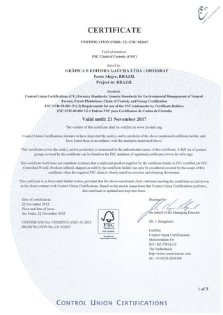 Certificado FSC Ideograf
