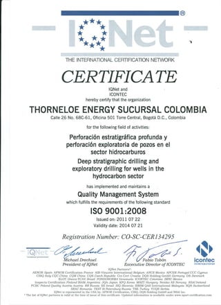 Certificado Thorneloe Energy