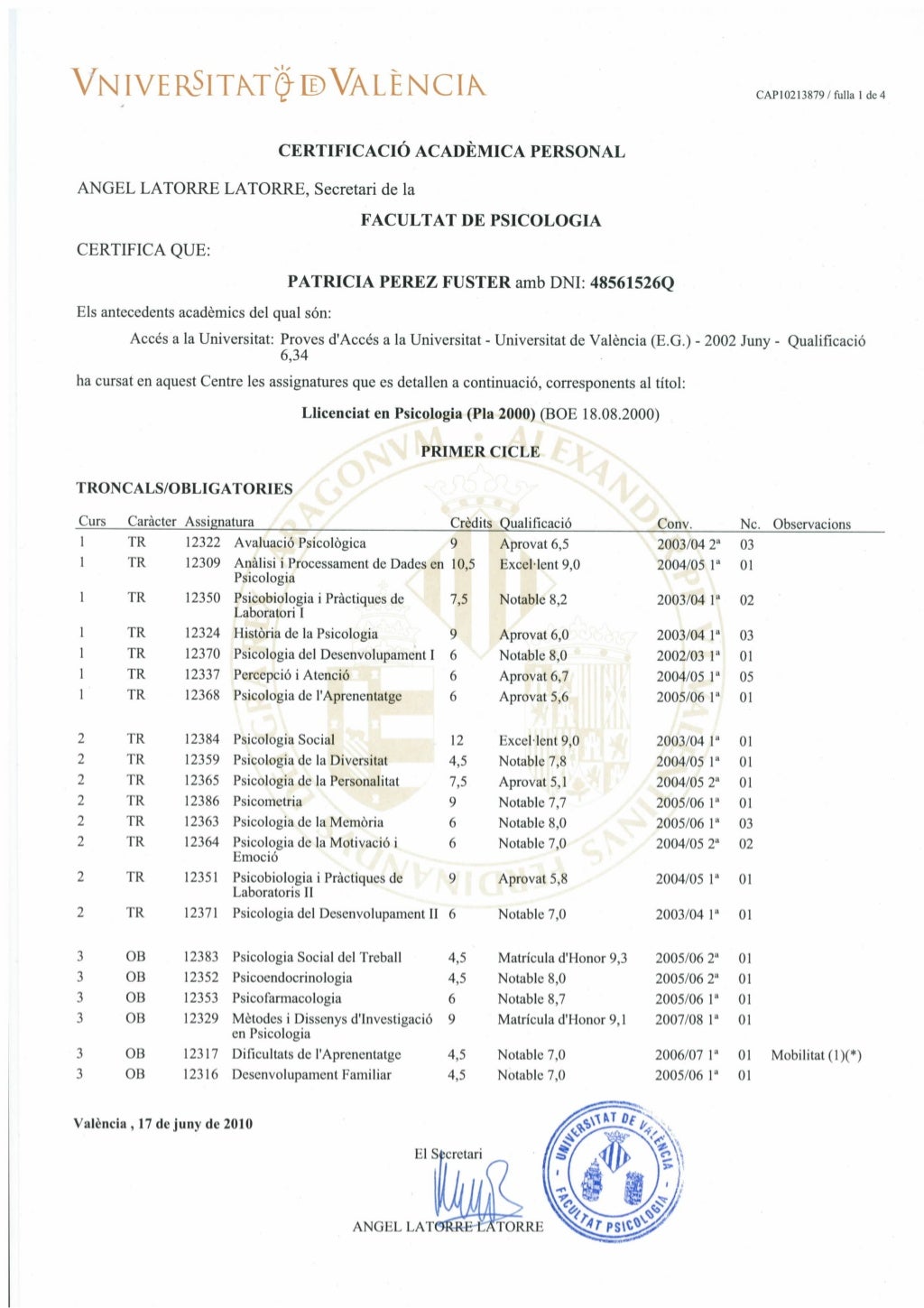 Certificado académico