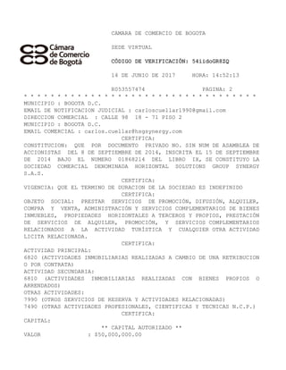 Certificado actualizado de camara y comercio | PDF