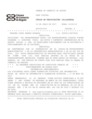 Certificado actualizado de camara y comercio | PDF