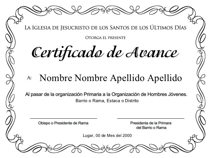 Certificado de Avance de la Primaria para Niños