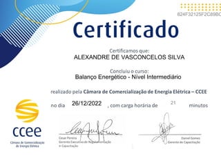 ALEXANDRE DE VASCONCELOS SILVA
26/12/2022
Balanço Energético - Nível Intermediário
824F32125F2C89BC
21
 