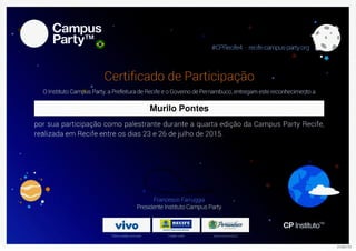 Certificado campus party 2015