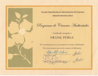 Certificado ciencias ambientales